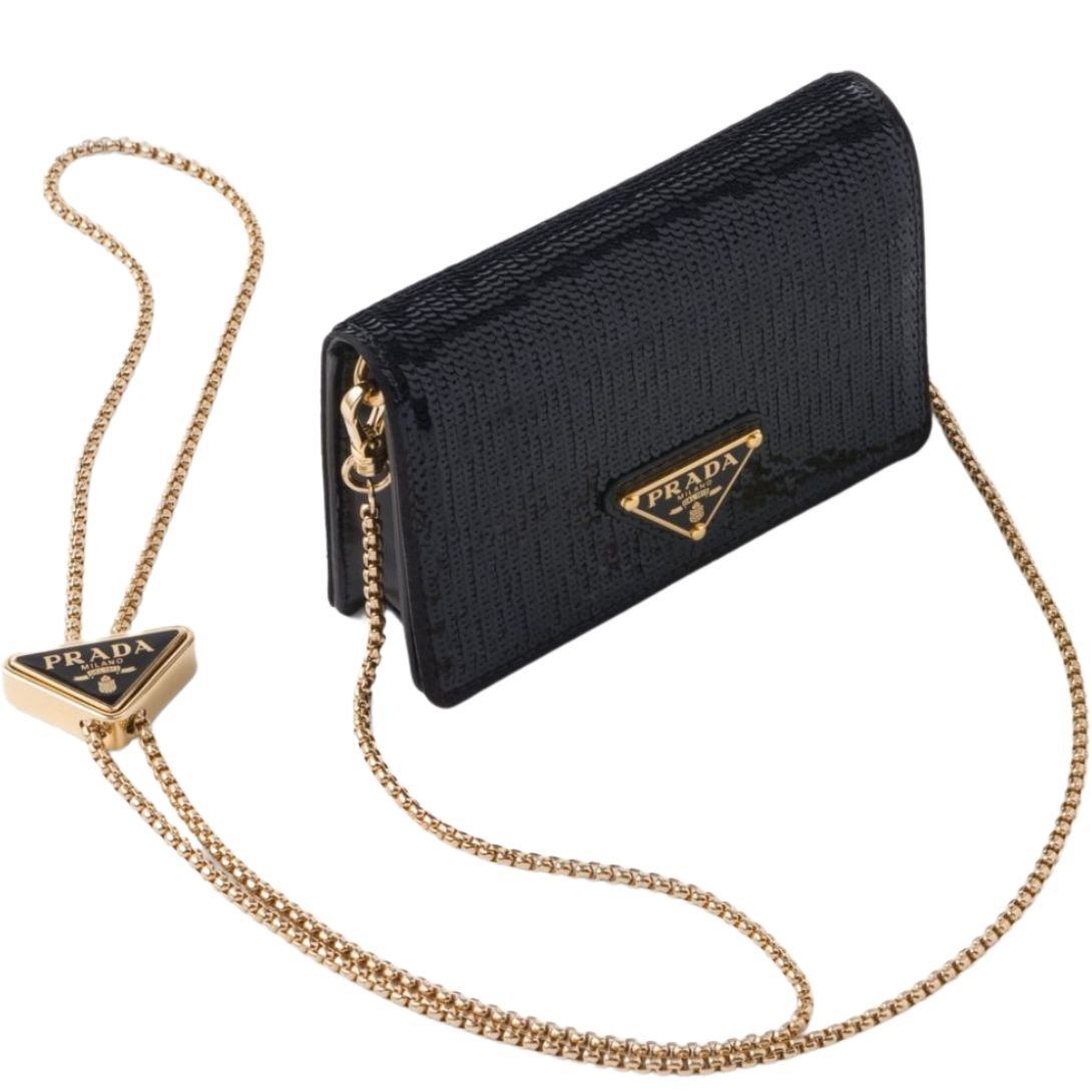 PRADA SEQUINNED WALLET-ON-CHAIN WOMEN