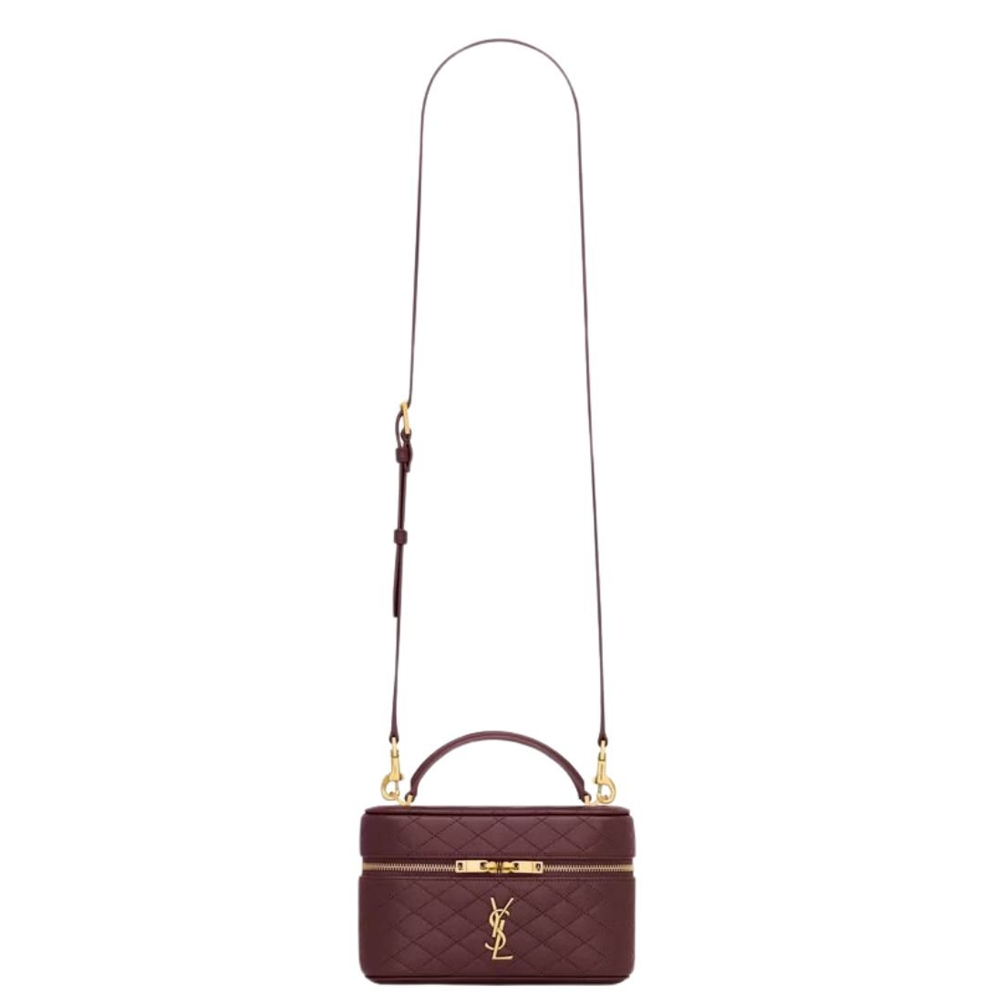 SAINT LAURENT GABY VANITY BAG IN ROUGE CABERNET LAMBSKIN