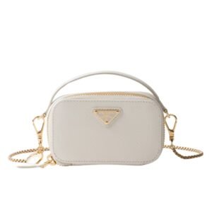 WOMEN PRADA SAFFIANO LEATHER MINI POUCH WHITE