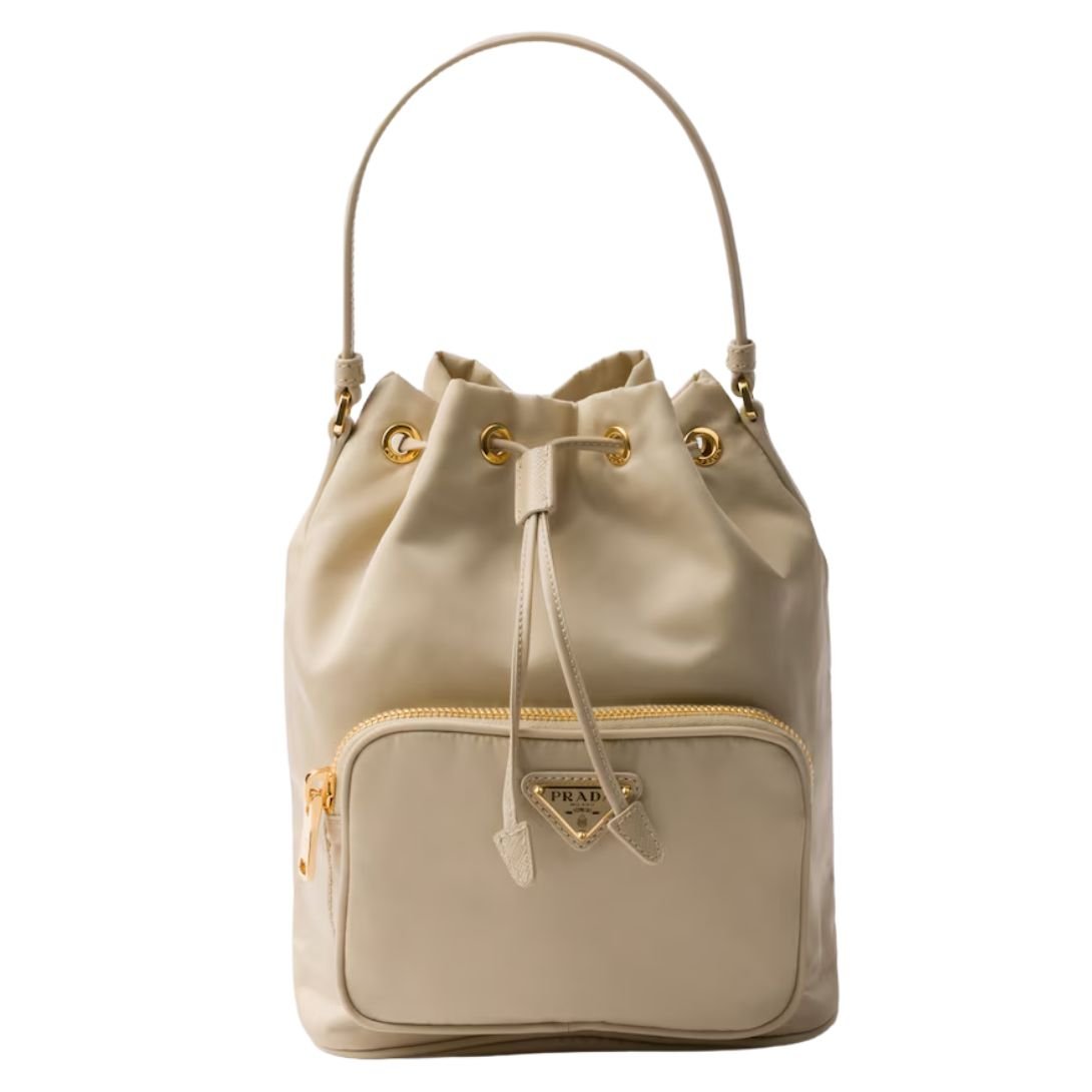 PRADA RE-NYLON BUCKET BAG WOMEN DESERT BEIGE