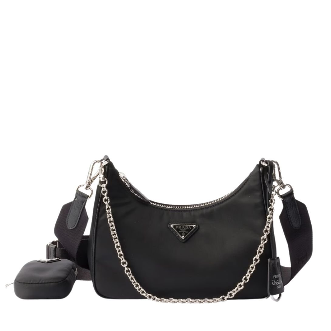 PRADA RE-EDITION 2005 LEATHER SHOULDER BAG WOMEN BLACK