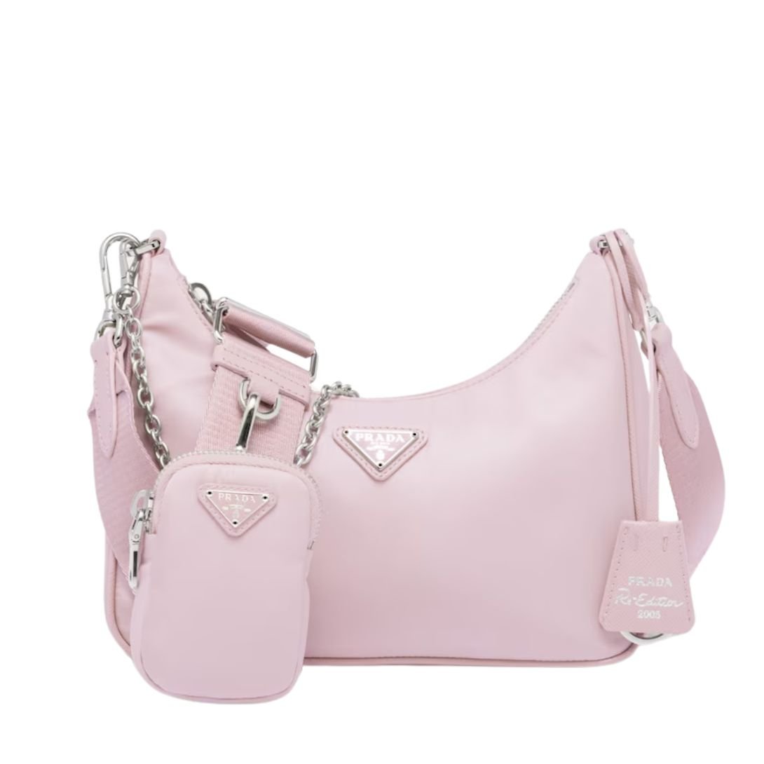 PRADA RE-EDITION 2005 LEATHER SHOULDER BAG WOMEN ALABASTER PINK