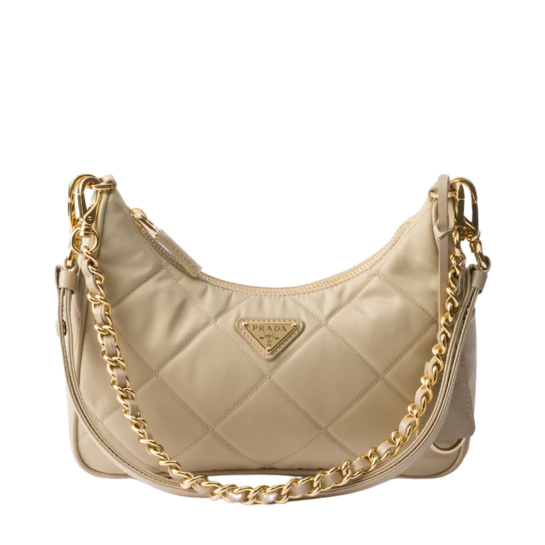 PRADA WOMEN'S 1995 CHAÎNE RE-EDITION MINI SHOULDER BAG DESERT BEIGE