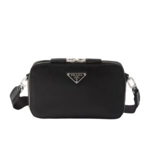 PRADA BRIQUE LEATHER SHOULDER BAG MEN BLACK