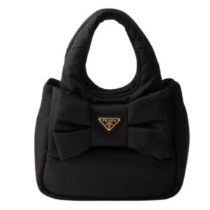 PRADA MINI RE-NYLON BOW SHOULDER BAG WOMEN BLACK