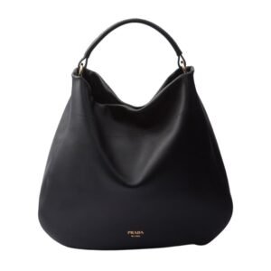 PRADA LARGE LEATHER SHOULDER BAG WOMEN BLACK
