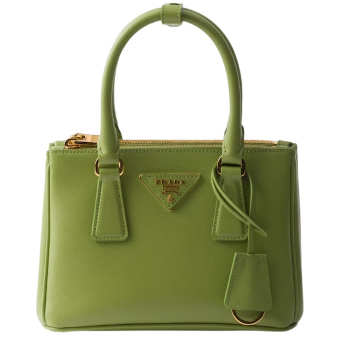 PRADA WOMEN'S GALLERIA MINI SAFFIANO LEATHER BAG LAWN GREEN