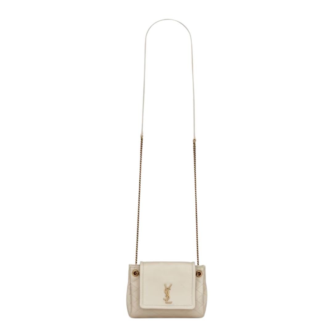 SAINT LAURENT WOMEN'S MINI NOLITA IN LAMBSKIN BLANC VINTAGE