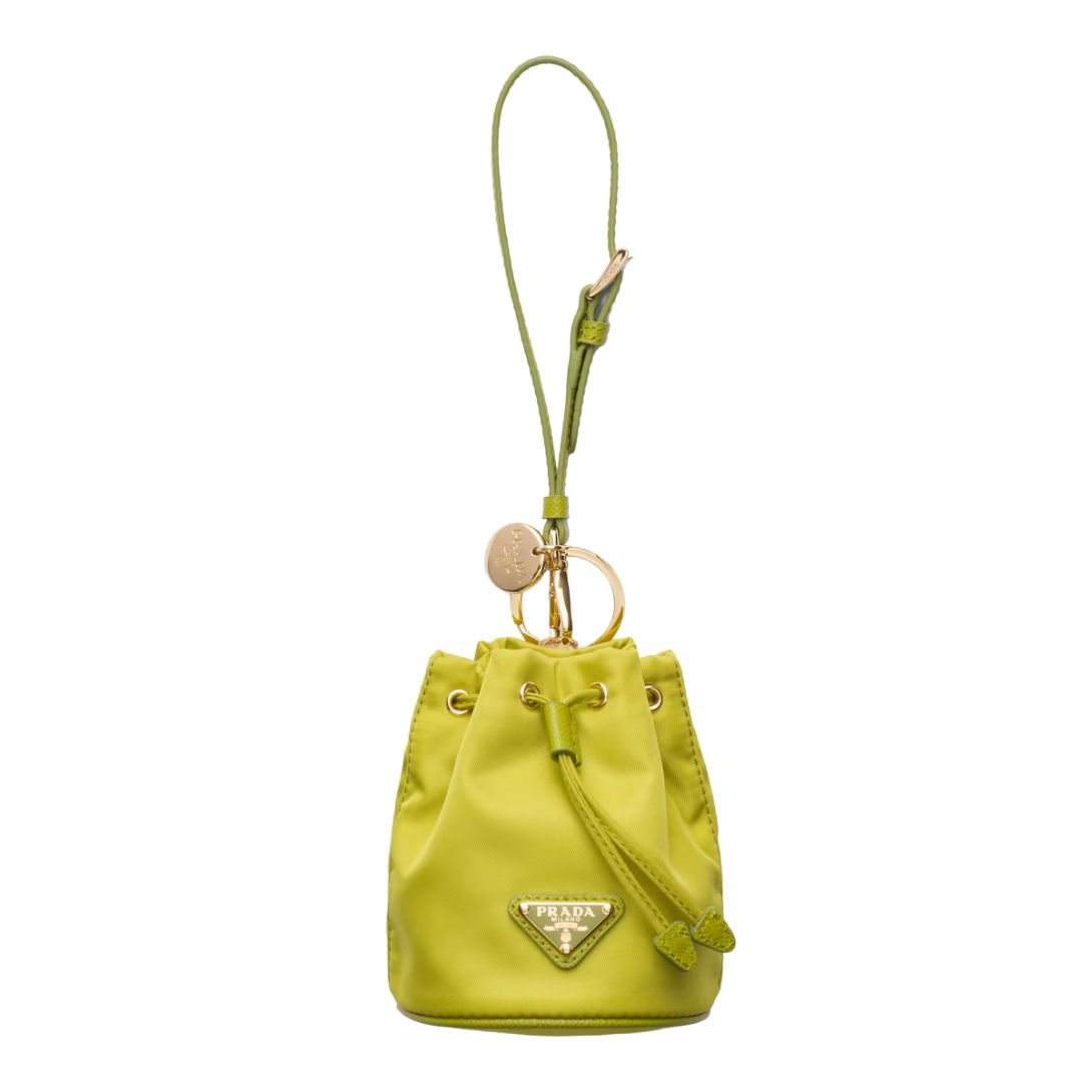 PRADA MINI ICON RE-NYLON BAG CHARM FERN GREEN