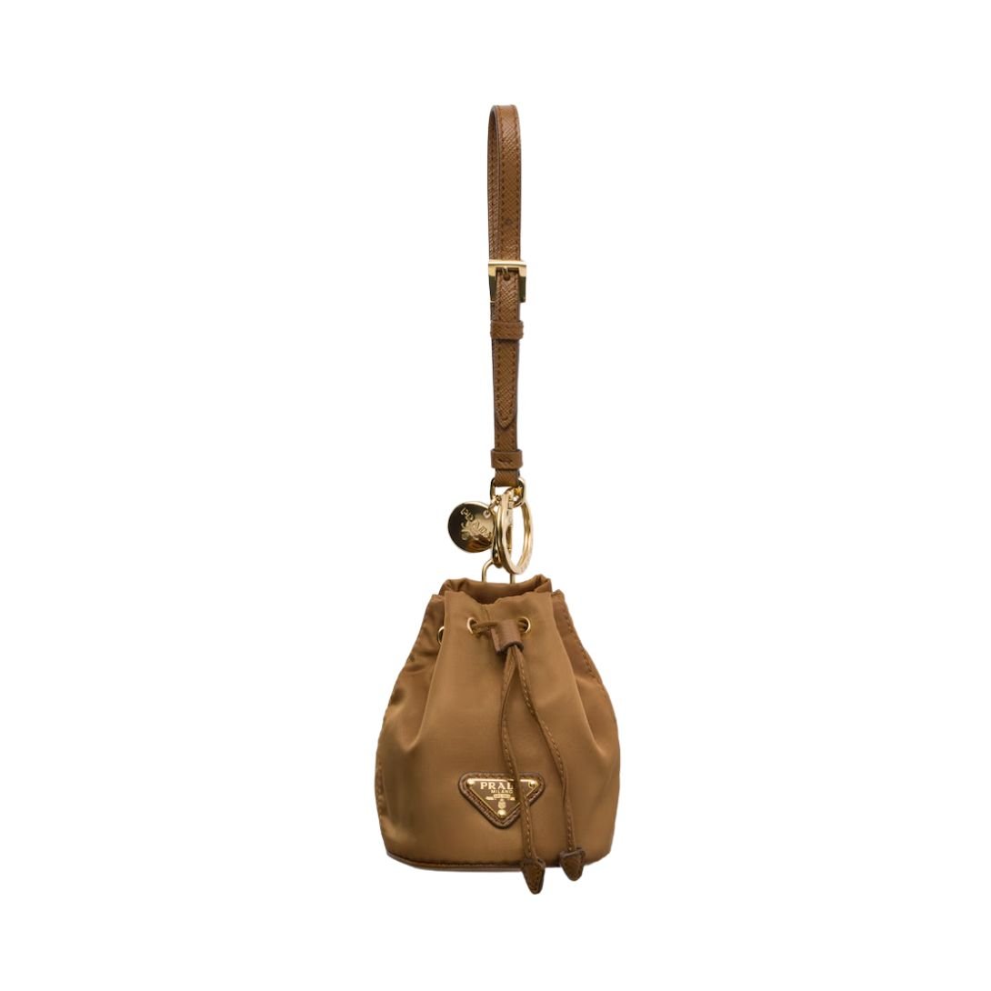 PRADA MINI ICON RE-NYLON BAG CHARM BRANDY