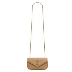 WOMEN SAINT LAURENT LOULOU MINI IN LAMBSKIN NATURAL TAN