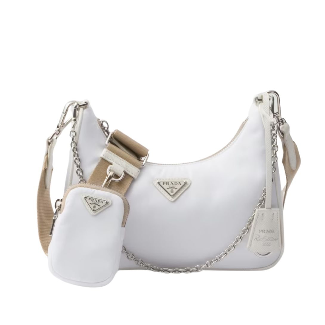 PRADA RE-EDITION 2005 LEATHER SHOULDER BAG WOMEN WHITE