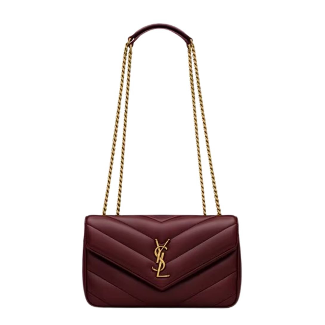 WOMEN SAINT LAURENT LOULOU SMALL IN MATELASSÉ LAMBSKIN ROUGE CABERNET