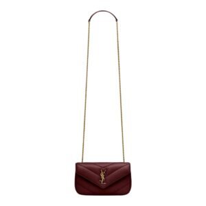 WOMEN SAINT LAURENT LOULOU MINI IN LAMBSKIN ROUGE CABERNET