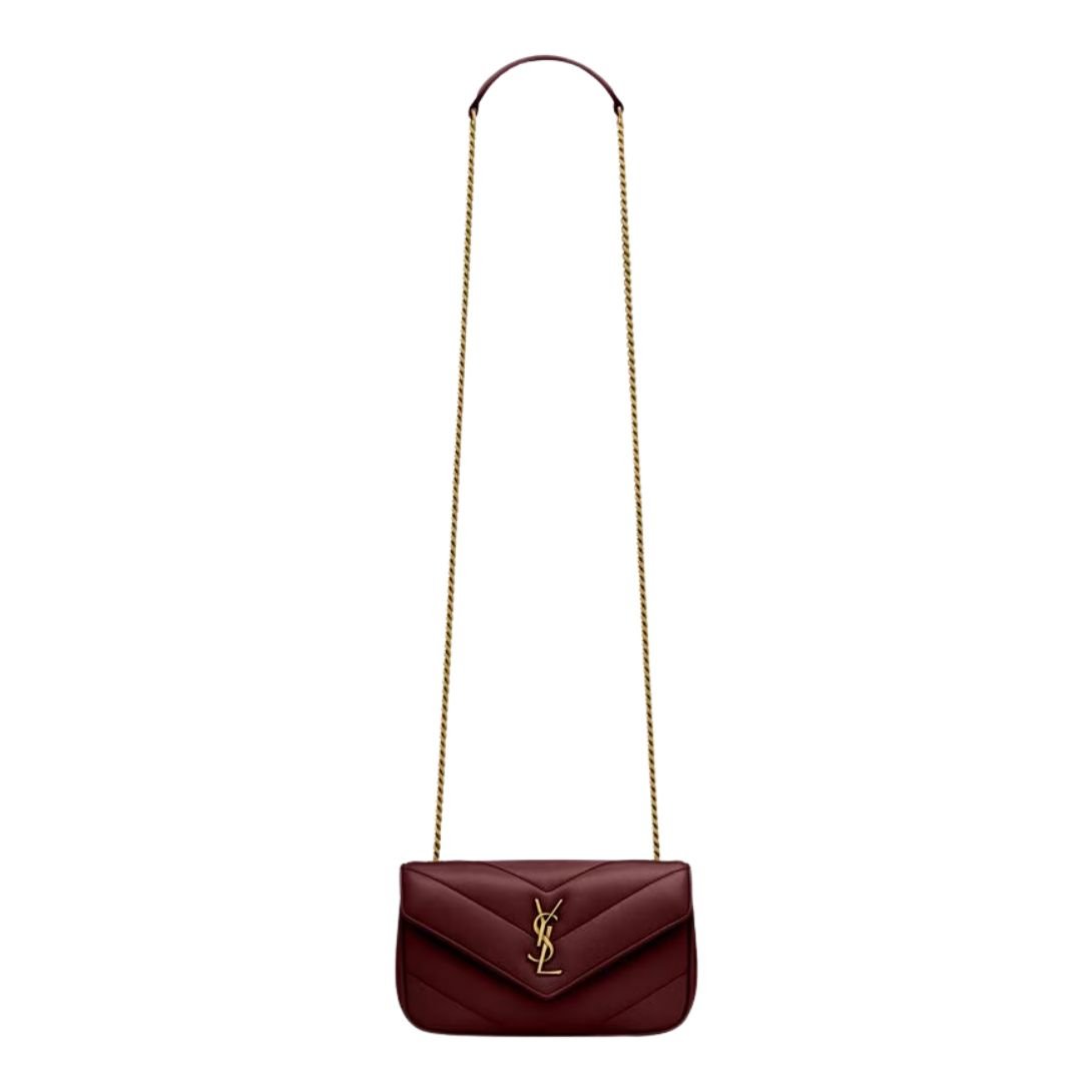 WOMEN SAINT LAURENT LOULOU MINI IN LAMBSKIN ROUGE CABERNET