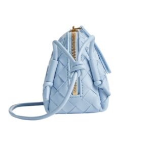 BOTTEGA VENETA CONCERT POUCH INTRECCIATO LEATHER SHOULDER BAG LUNAR