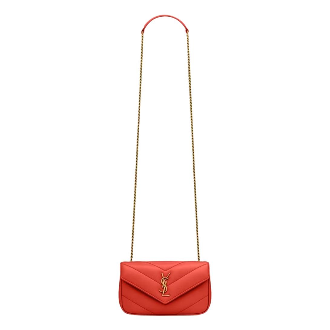WOMEN SAINT LAURENT LOULOU MINI IN LAMBSKIN CELOSIA ORANGE