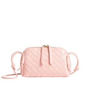 BOTTEGA VENETA CONCERT POUCH INTRECCIATO LEATHER SHOULDER BAG SEASHELL