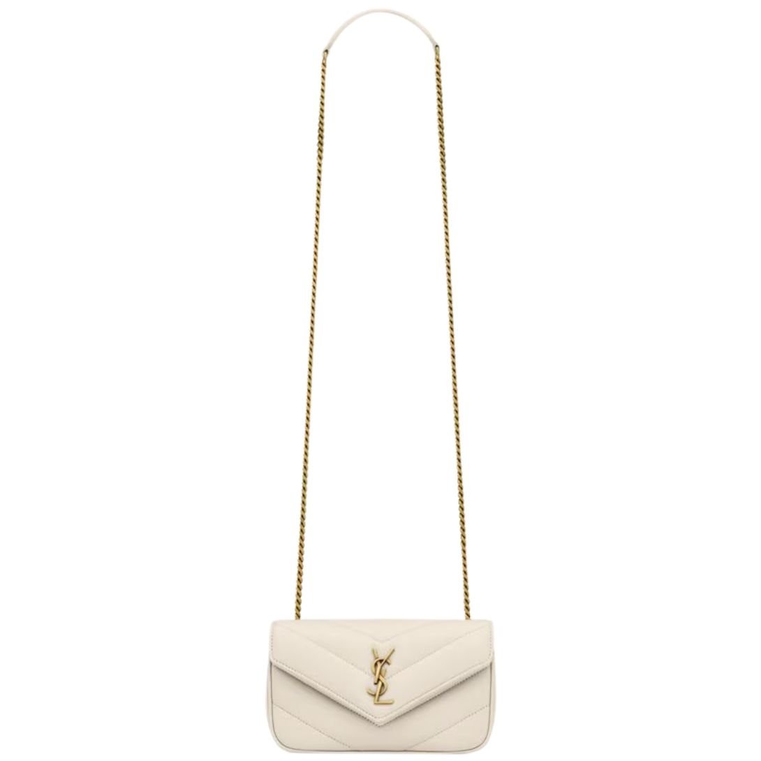 WOMEN SAINT LAURENT LOULOU MINI IN LAMBSKIN BLANC VINTAGE