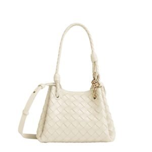 BOTTEGA VENETA PARACHUTE SMALL INTRECCIATO LEATHER SHOULDER BAG SEA SALT