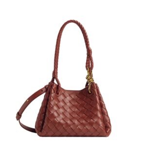 BOTTEGA VENETA PARACHUTE SMALL INTRECCIATO LEATHER SHOULDER BAG SAPELE