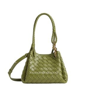 BOTTEGA VENETA PARACHUTE SMALL INTRECCIATO LEATHER SHOULDER BAG MATCHA
