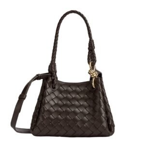 BOTTEGA VENETA PARACHUTE SMALL INTRECCIATO LEATHER SHOULDER BAG FONDANT
