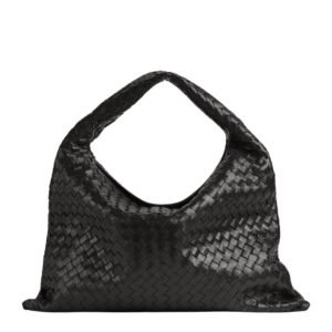 BOTTEGA VENETA WOMENS SUEDE LARGE HOP SHOULDER BAG BLACK