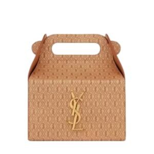 SAINT LAURENT TAKE AWAY BOX IN LEATHER BROWN GOLD