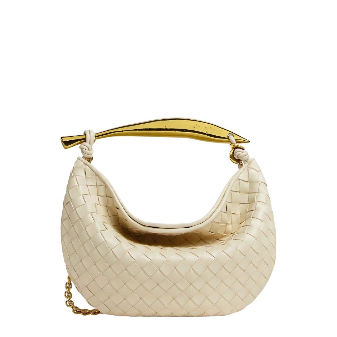 BOTTEGA VENETA SARDINE WITH CHAIN SMALL INTRECCIATO LEATHER SHOULDER BAG WOMEN