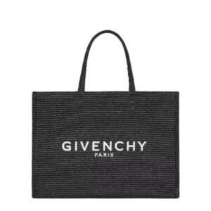 GIVENCHY WOMEN’S MEDIUM G TOTE BAG IN RAFFIA BLACK