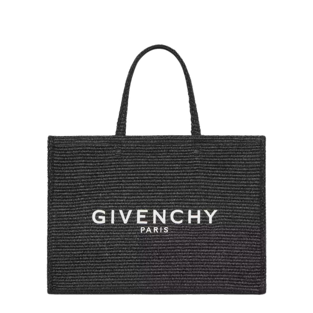 GIVENCHY WOMEN'S MEDIUM G TOTE BAG IN RAFFIA BLACK