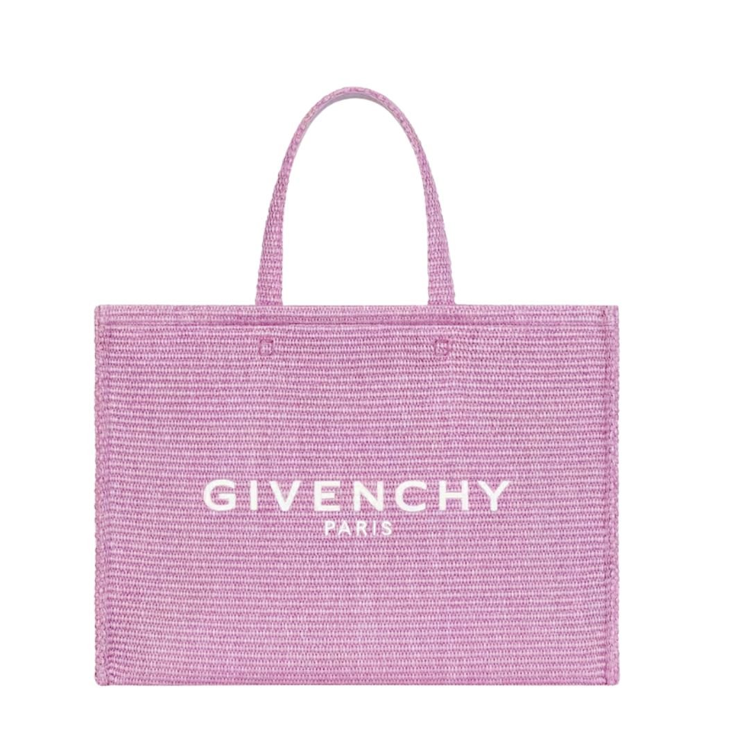 GIVENCHY WOMEN'S MEDIUM G TOTE BAG IN RAFFIA ORCHID PURPLE