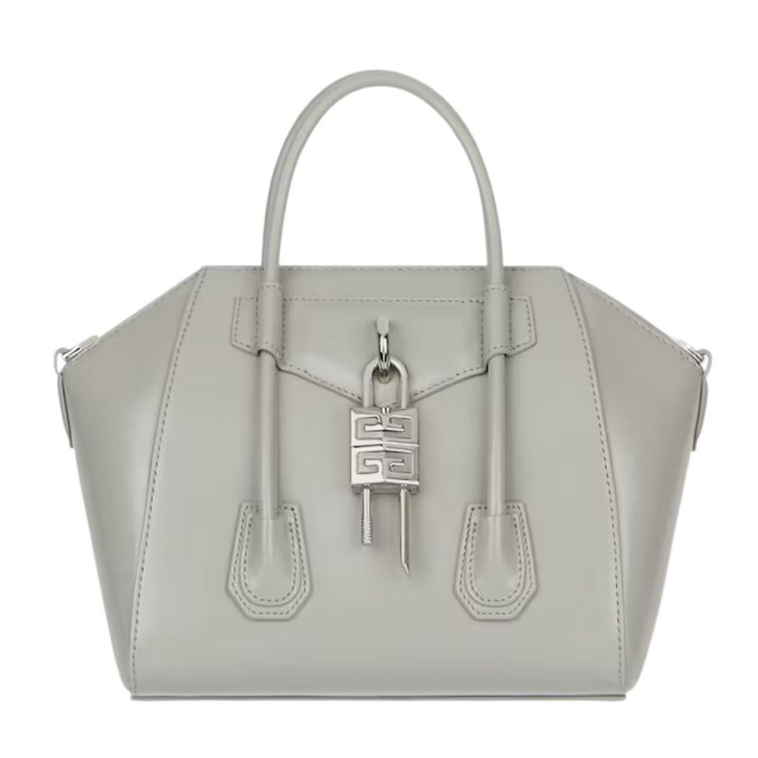 GIVENCHY WOMEN'S MINI ANTIGONA BAG IN BOX LEATHER LIGHT GREY
