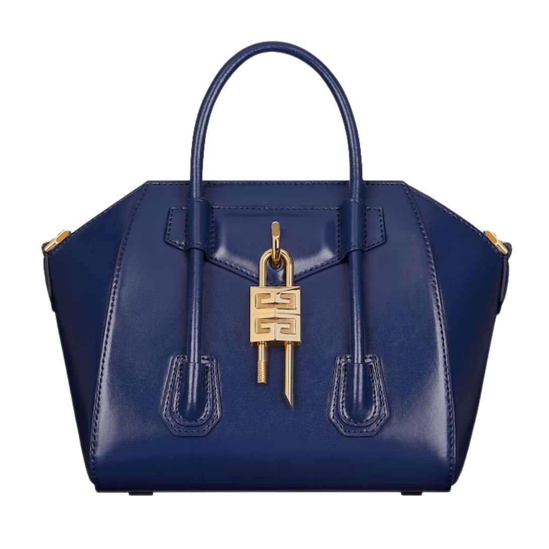 GIVENCHY WOMEN'S MINI ANTIGONA BAG IN BOX LEATHER PETROL BLUE