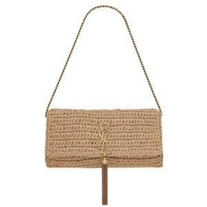 SAINT LAURENT KATE 99 TASSEL SHOULDER BAG WOMEN IN RAFFIA