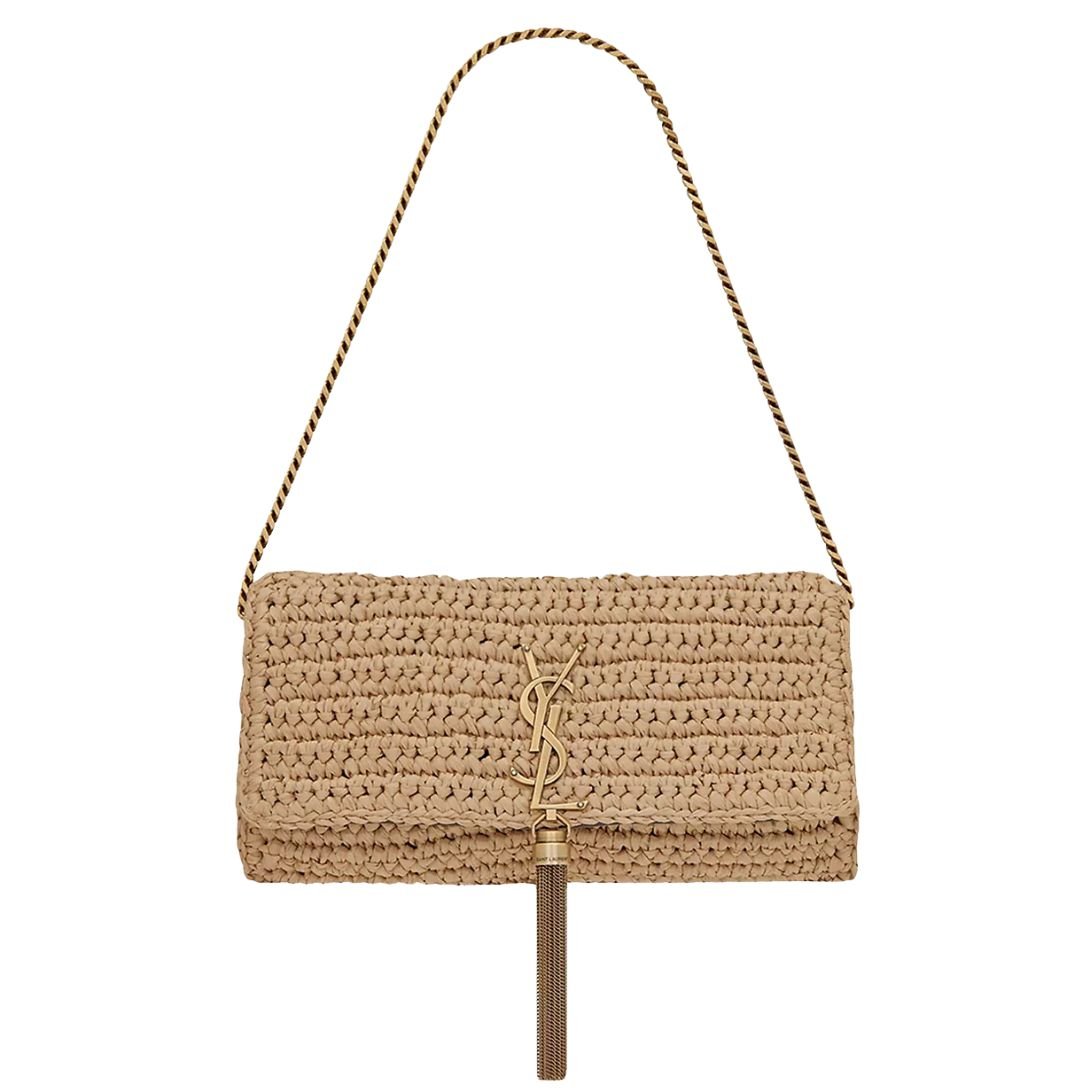 SAINT LAURENT KATE 99 TASSEL SHOULDER BAG WOMEN IN RAFFIA