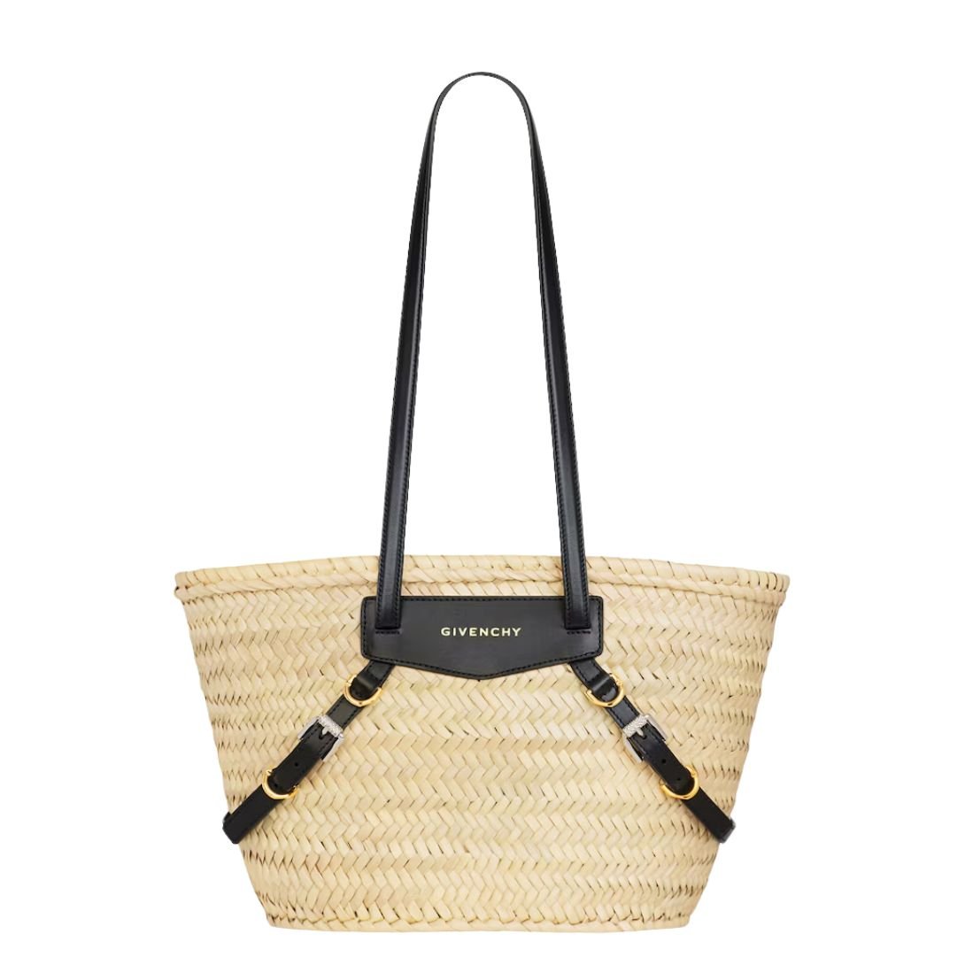 GIVENCHY WOMEN'S SMALL VOYOU BASKET BAG IN RAFFIA BLACK