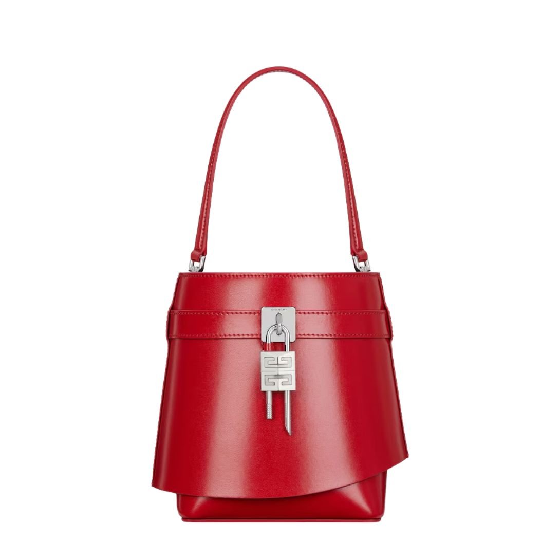 GIVENCHY WOMEN'S SHARK LOCK BUCKET BAG RED