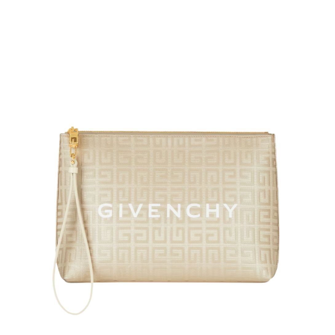 GIVENCHY WOMEN'S TRAVEL POUCH IN 4G COATED CANVAS NATURAL BEIGE