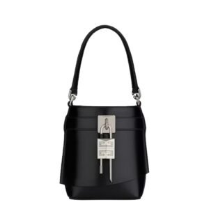 GIVENCHY WOMEN’S MICRO SHARK LOCK LEATHER BUCKET BAG BLACK