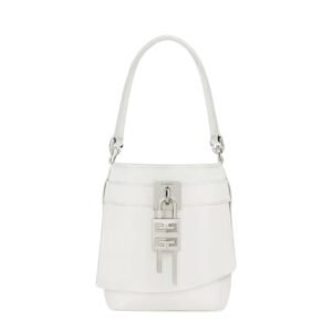 GIVENCHY WOMEN’S MICRO SHARK LOCK LEATHER BUCKET BAG IVORY