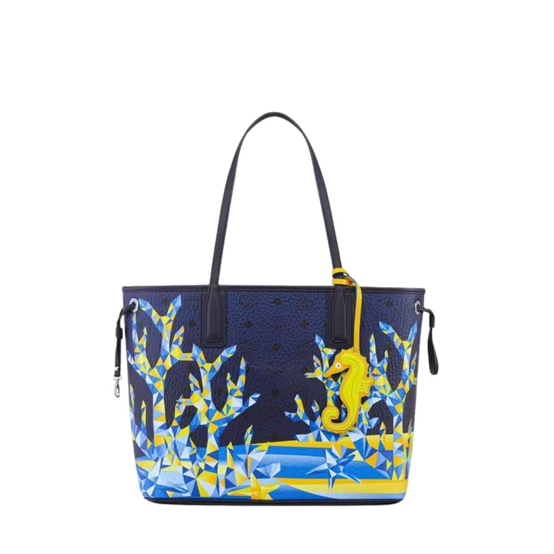 MCM LIZ SHOPPER IN CUBIC CORAL VISETOS BLUE