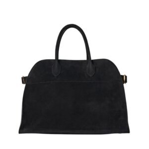 THE ROW SOFT MARGAUX 15 BLACK SUEDE BAG