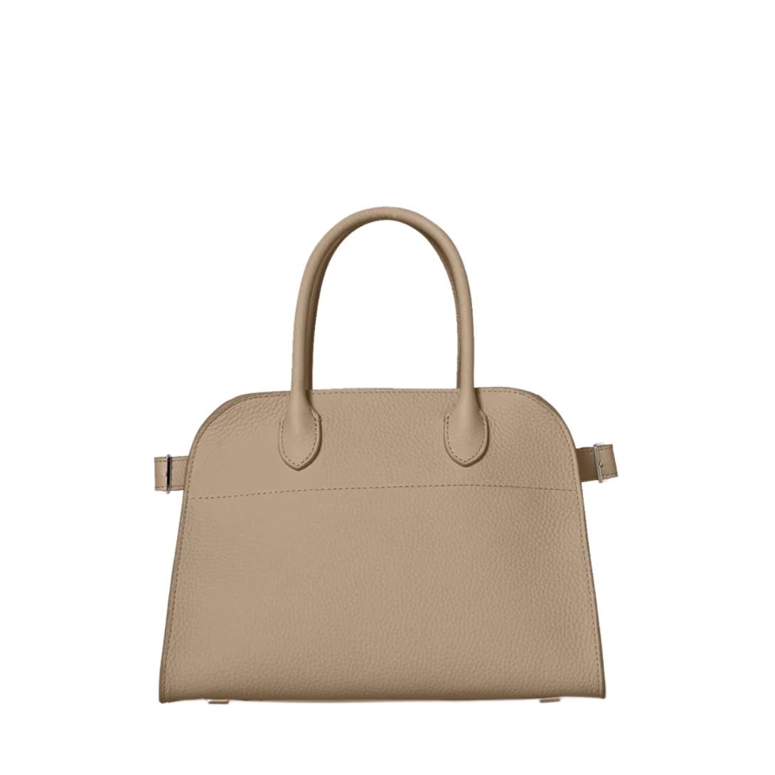THE ROW SOFT MARGAUX 10 BAG IN LEATHER DARK TAUPE