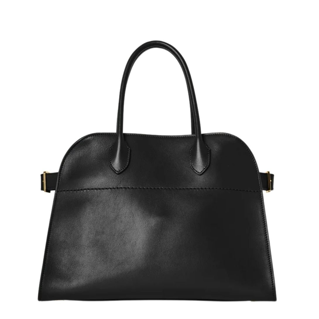 THE ROW SOFT MARGAUX 12 BLACK LEATHER BAG