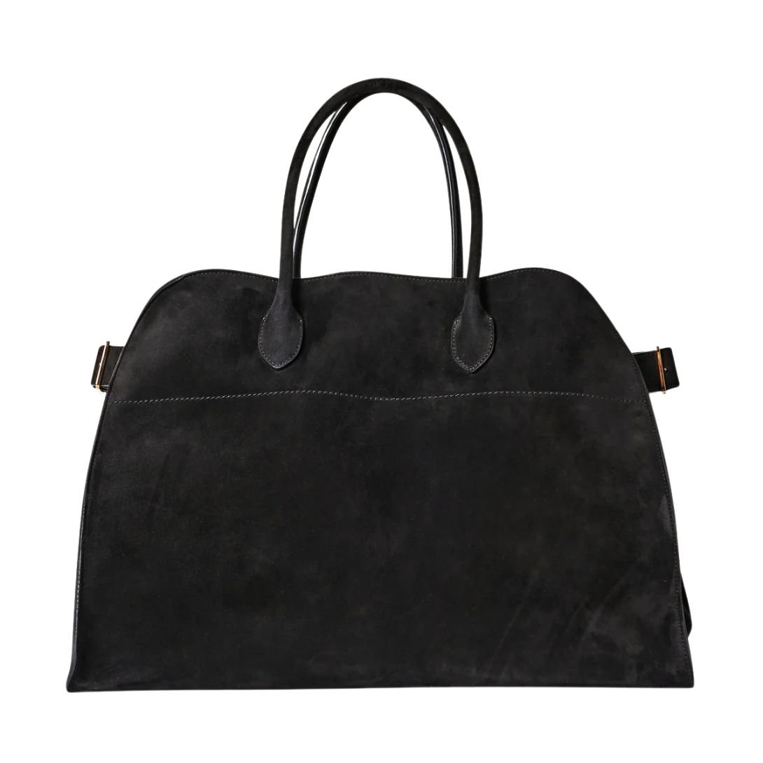 THE ROW SOFT MARGAUX 17 BAG IN SUEDE BLACK