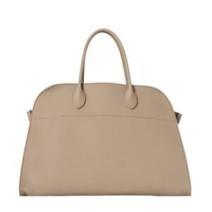THE ROW SOFT MARGAUX 15 BAG IN LEATHER DARK TAUPE