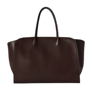 THE ROW MARLO TOTE BAG IN LEATHER CHESTNUT