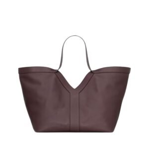 SAINT LAURENT WOMEN’S Y TOTE IN LEATHER PURPLE BROWN